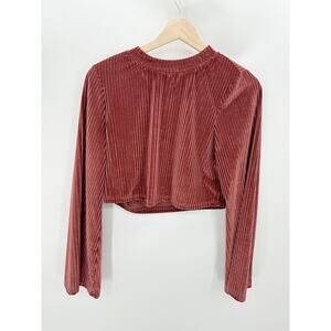 Papermoon Pink Feeling Royal Ribbed Textured Long Sleeve Top Women's Size Medium